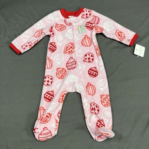 Falls Creek Fleece Footed Sleeper / 3-6M Baby Girls / Pink / Ornaments Christmas - Picture 6 of 10